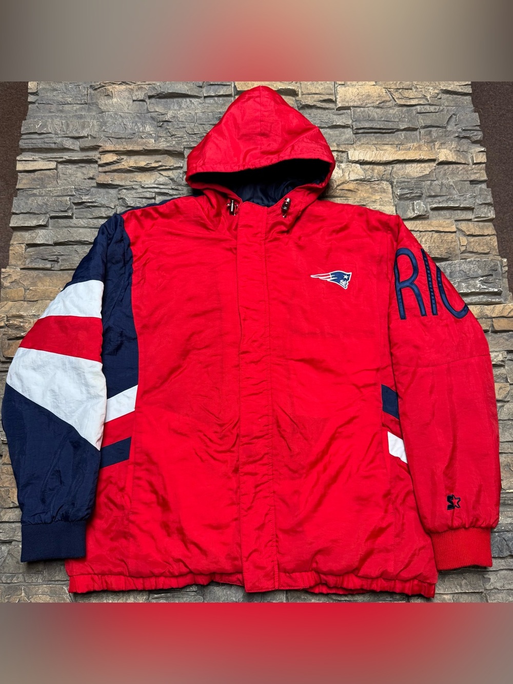 New England Patriots Starter Puffer Jacket Men XL NFL Full Zip Retro Throwback